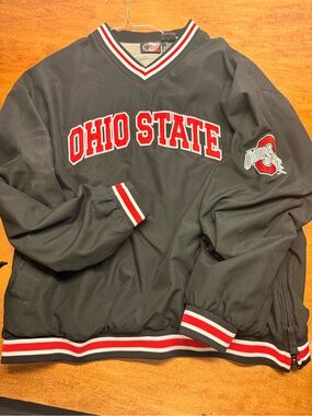 Ohio State Men's Black V-Neck Pullover Sweater with Red Logo